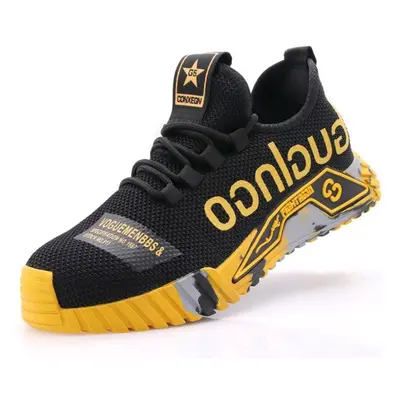 (yellow, 46) Work Sneakers Steel Toe Shoes Men Safety Shoes Puncture-proof Work Shoes Boots Fash