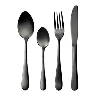 Bergner Piece Stainless Steel Cutlery Set. High Gloss Stainless Steel Black