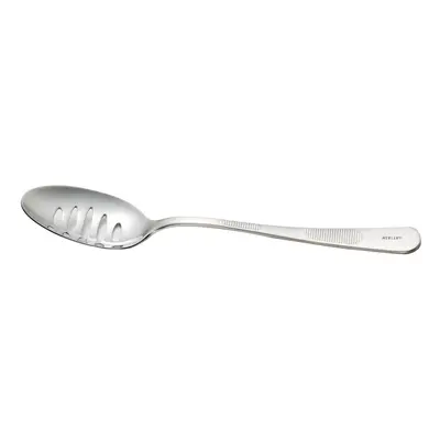 Mercer Culinary 7-7/8-Inch Stainless Steel Plating Spoon with Slotted Bowl, Silver