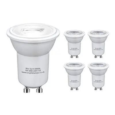 5 x 3w LED Small Mini GU10 35mm Light Bulb Cool White Replacement for Small Halogen Spotlight 24