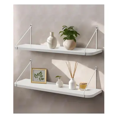 (24 Inch Long, All White) White floating shelves for bathroom bedroom kitchen storage organizer 