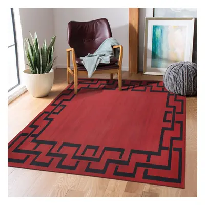 (160 x cm (5 ft in x ft in), Lexi Red Greeky) Extra Large Area Rugs Printed Geometric Traditiona