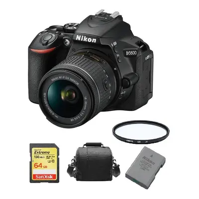 Nikon D5600 Kit Af-P 18-55Mm Vr+64Gb Sd Card+Bag+En-El14A+55Mm Filter