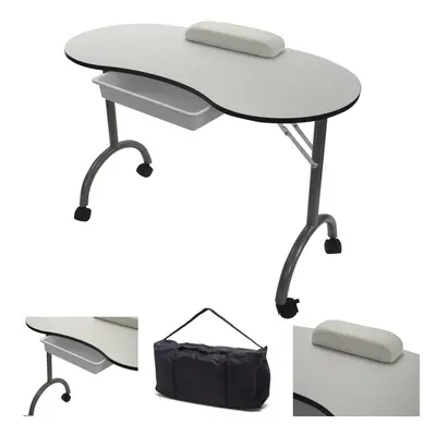 (White) RayGar Portable Foldable Mobile Nail Table Desk