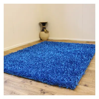 (Blue, 110x160cm) Shaggy Rugs Sparkly Shiny Glitter Carpet 3cm Thick