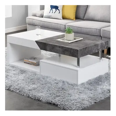 Tuna Wooden Storage Coffee Table In White And Concrete Effect