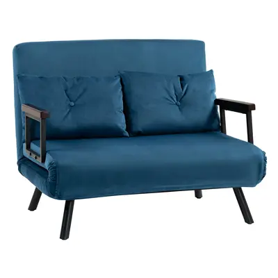 HOMCOM Click Clack Seater Sofa Bed for Living Room, Guest Room, Blue