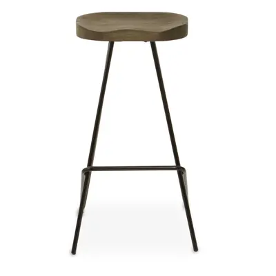 Natural Metal Frame Bar Stool, Sleek Kitchen Stool with Footrest, Contemporary Stool for Bar Cou