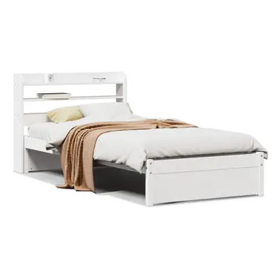 vidaXL Bed Frame with Headboard Bed Base White 100x200 cm Solid Wood Pine