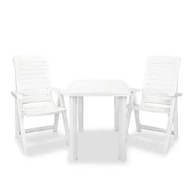 vidaXL Outdoor Bistro Set Piece 101x68x72cm White Garden Table Folding Chair