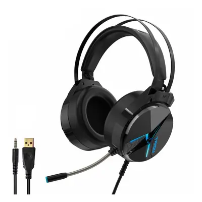 (Black) Game Headset 7.1 Channel / 3.5mm Wired Stereo Sound RGB Gaming Heaphones with Mic for Co