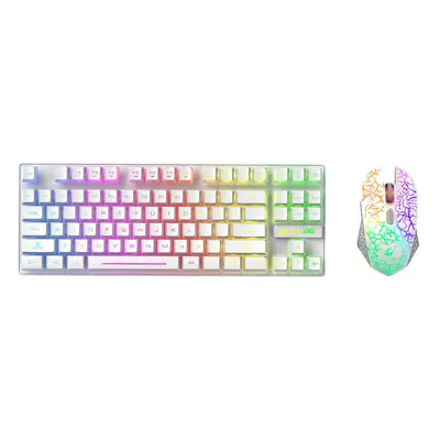 (White) Wireless Keyboard Mouse Set Keys 2.4GHz Wireless Rechargeable Colorful Backlit Keyboard 