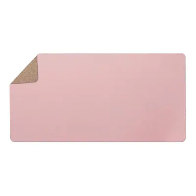 (Pink, L) Large Mouse Pad PU Leather Cork Anti-slip Gaming Keyboard Pad Desktop Table Protective