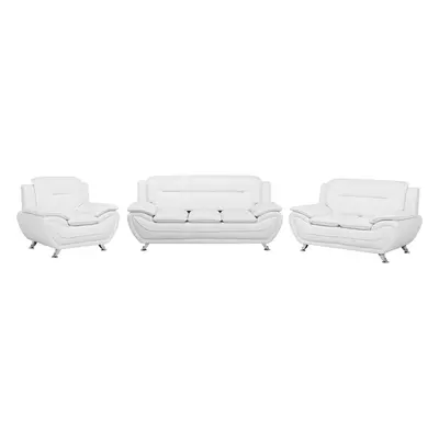 Faux Leather Living Room Set White LEIRA