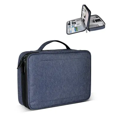 (Blue) Nylon Digital Storage Bag Electronic Accessories Travel Organizer Bag Waterproof Portable