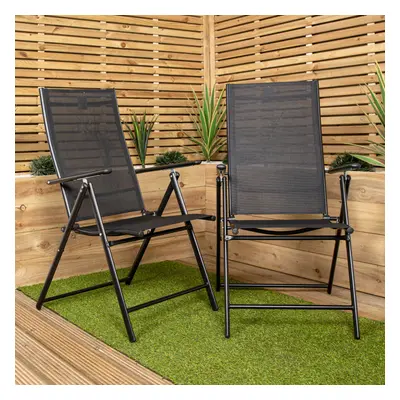 Set of Outdoor Garden Patio Multi Position Reclining Folding Chair in Black