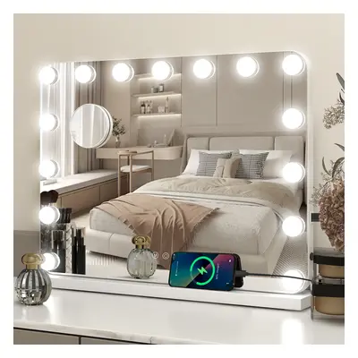 15 LED Hollywood Mirror Large 58x45cm Make up Mirror USB Charging UK