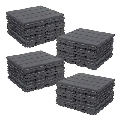 (Anthracite, 36) 9Pc Interlocking Plastic Garden Path Floor Tiles Decking Patio Grid Lawn 33x33c