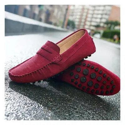 (red, 43) 38--46 Fashion Men&apos;s Casual Shoes Slip On Loafers Moccasins Flat Driving Shoes