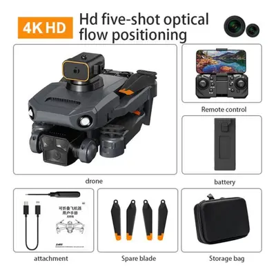 (Black4KBag1B) New P8 Pro Drone Obstacle Avoidance 4K ESC Dual HD Camera Wifi Fpv Brushless Moto