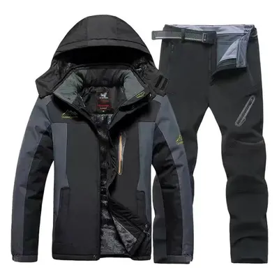 (black, XL) Men&apos;s Autumn And Winter Outdoor Mountaineering Suits Work Clothes Suits Oversiz