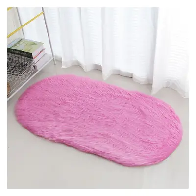 (pink, 80*180cm) Oval Plush Rug Carpet Plush Rug Kids Bed Soft Solid Color Thick Floor Mat For L