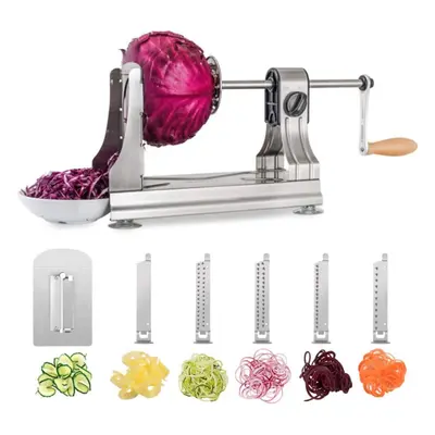 6 Blades Stainless Steel Vegetable Spiralizer Vegetable Spiral Slicer, Adjustable Manual Veggie 