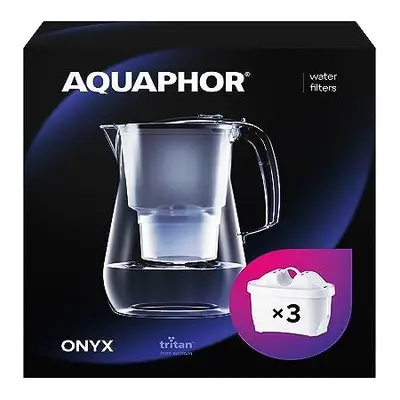 AQUAPHOR Onyx Black Water Filter Jug - Counter Top Design with 4.2L Capacity, X MAXFOR+ Filters 