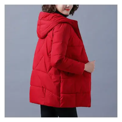 (red, S) Women Winter Jacket Long Warm Parkas Female Thicken Coat Cotton Padded Parka Jacket Hoo