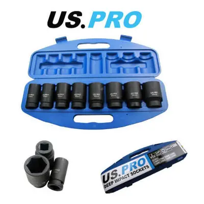 US PRO 8pc 3/4" Drive Deep Impact Sockets 24, 27, 29, 30, 32, 35, 36, 38mm