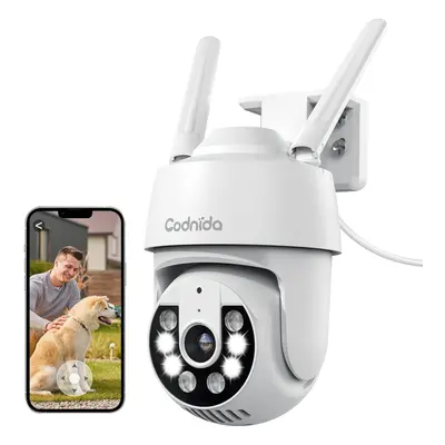 Codnida 2K Security Camera Outdoor, 360? PTZ WiFi Camera, CCTV Camera with 24/7 Recording, Motio