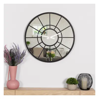 CHARLES BENTLEY Buttermere Outdoor And Indoor Mirrored Wall Clock, Black Coating, Skeleton Desig