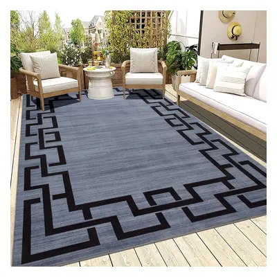 (160cm x 230cm (5ft 3" x 7ft 6")- Large Area Living Room Bedroom Rug , Grey Black) Non Slip Mode