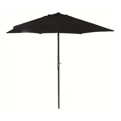 2.7M Wind Up Parasol With Steel Shaft Black Garden Umbrella