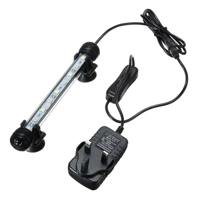 (white & blue, EU Plug) 18cm 2.5W LED Fish Tank Light IP68 Waterproof Aquarium Light Submersible