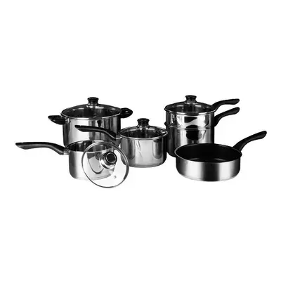 6Pc Stainless Steel Cookware Set with Glass Lids