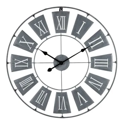 Striking Design Metal Wall Clock Roman Numerals, Grey - x cm