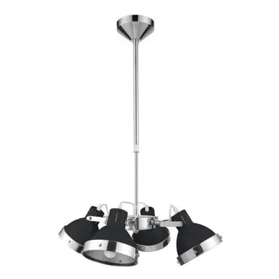 Premier Housewares E14 Edison Screw Light Chrome Ceiling Pendant, W - Black