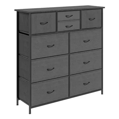 HOMCOM Bedroom Chest of Drawers Fabric Dresser w/ Foldable Drawers Black