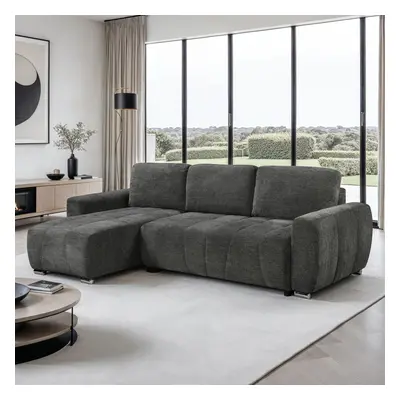 (Grey) VIENNA FABRIC PULL OUT FOLDING SEATER CORNER SOFA BED