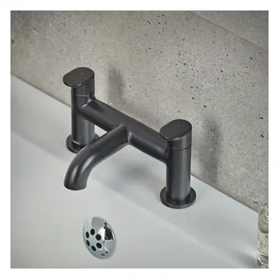 Hansgrohe Vernis Blend Bathroom Bath Mixer Tap Twin Lever Modern Curved Black