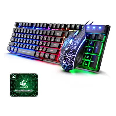 Keyboard & Mouse Combo Keys Russian Version Wired Colorful Backlit Gaming Keyboard 2000DPI Optic