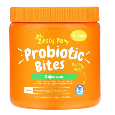 Zesty Paws, Probiotic Bites for Dogs, Digestion, Pumpkin, Chews