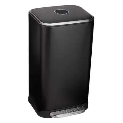 (Black) 32L Trash Can with Steel Lever Pedal, Soft Close Mechanism for Home and Office Use - Rec