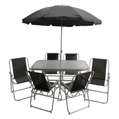 6 Person Garden Furniture Patio Set Table, Chairs & Parasol