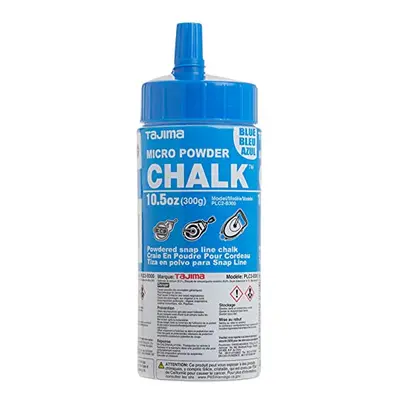 TAJIMA Micro Chalk - Blue 10.5 oz (300g) Ultra-Fine Snap-Line Chalk with Durable Bottle & Easy-F