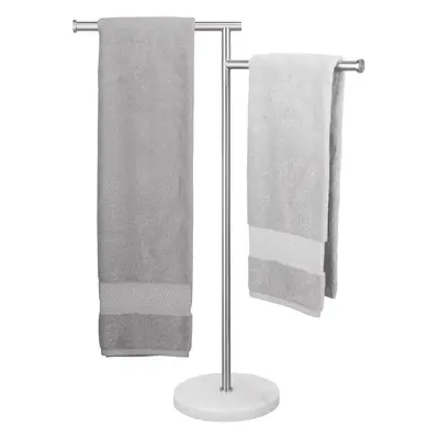 (2-Arm, Brushed Steel) Free Standing Towel Rail Bathroom Towel Holder, Towel Rack with Swivel Ar