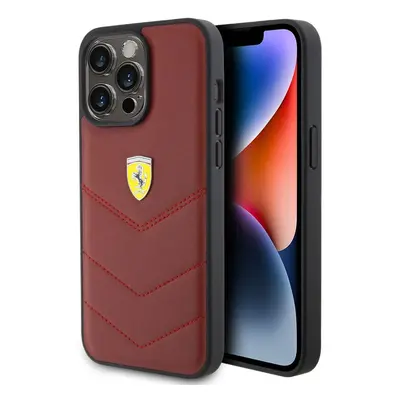 Ferrari Hard Case Leather Stitched Line for iphone Pro Max 6.7" Red - FEHCP15XRDUR