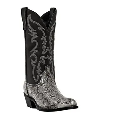 (silver, 39) Men Western Cowboy Boots European And American Printed Snake Patterned Motorcycle B