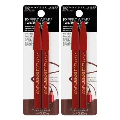 Maybelline New York Expert Wear Twin Brow & Eye Pencils Makeup, Dark Brown, , Count (Pack of 2)